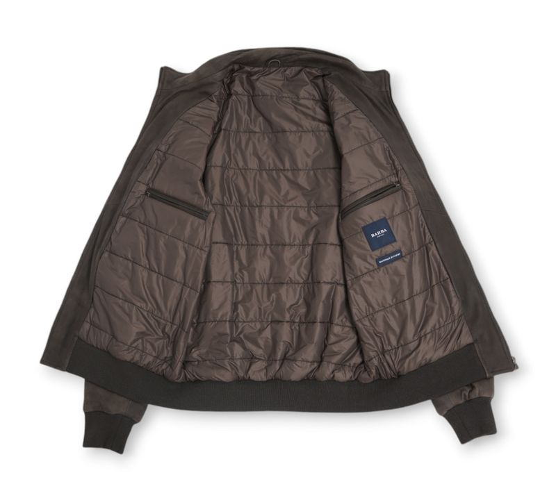 Dark Brown Suede Light Padded Jacket