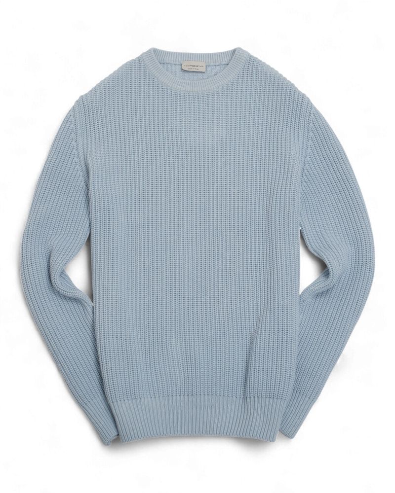 Ice Blue Cotton Knit Crewneck