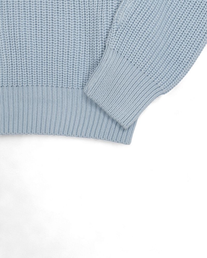 Ice Blue Cotton Knit Crewneck