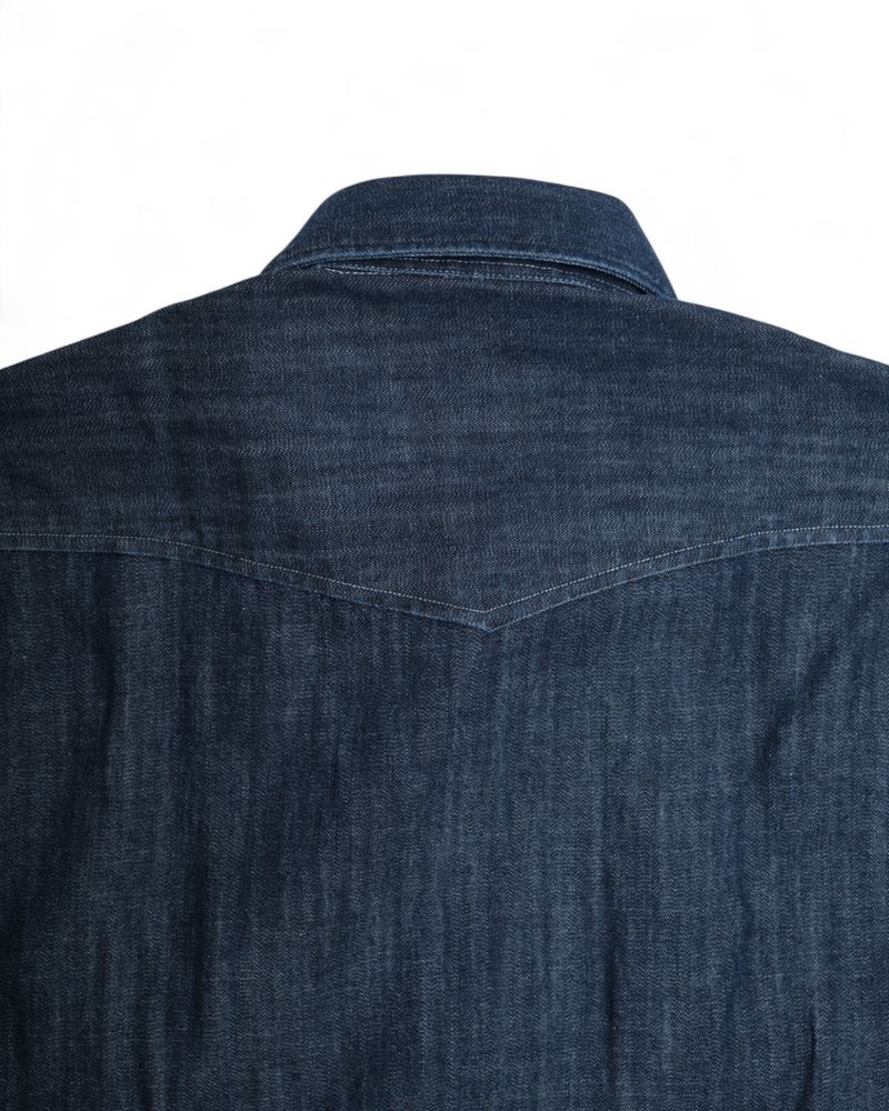 Dark Blue Tailored Western Denim Shirt