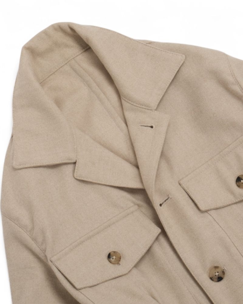 Beige Flannel Wool Overshirt