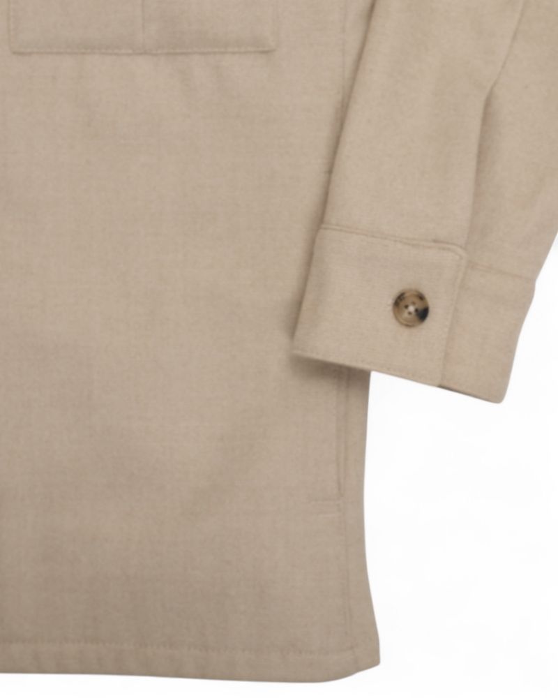 Beige Flannel Wool Overshirt
