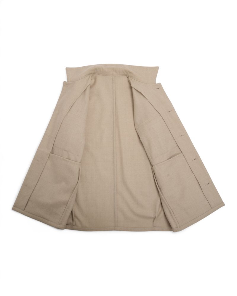 Beige Flannel Wool Overshirt