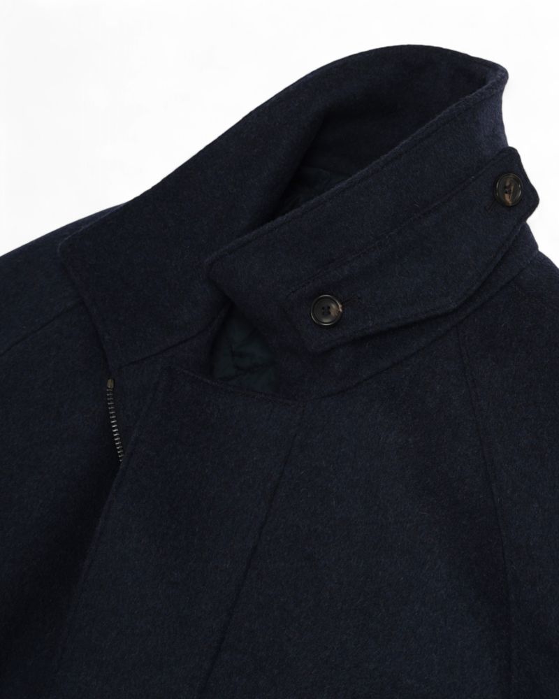 Navy Raglan Wool Field Coat