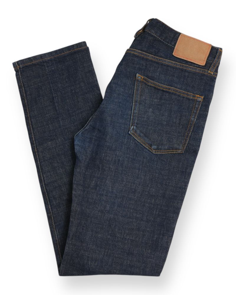 Blue Mid Rise Raw Denim Jeans