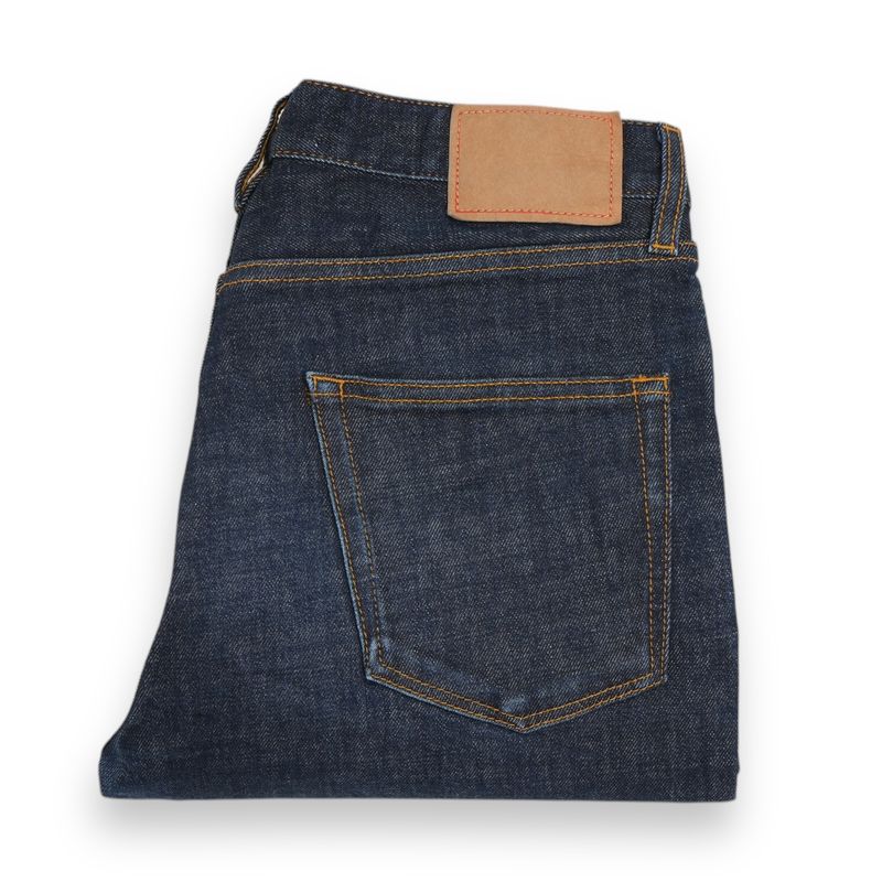 Blue Mid Rise Raw Denim Jeans