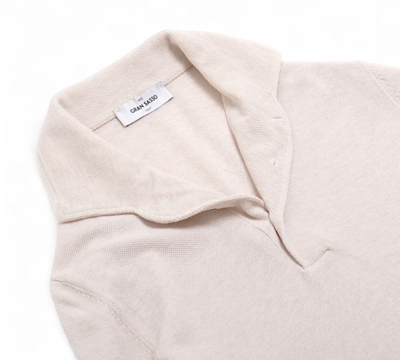 Beige One-Piece Collar Cotton Polo