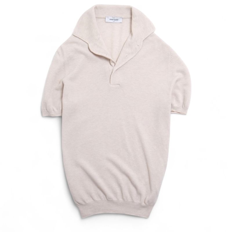 Beige One-Piece Collar Cotton Polo