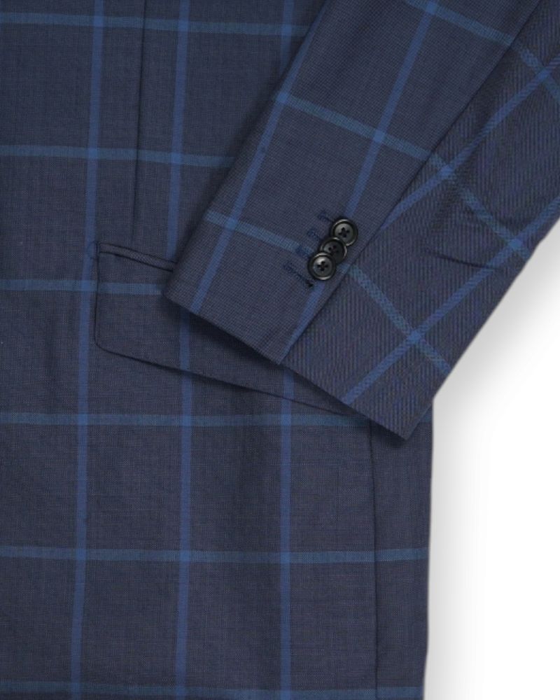 Dark Blue Windowpane Suit