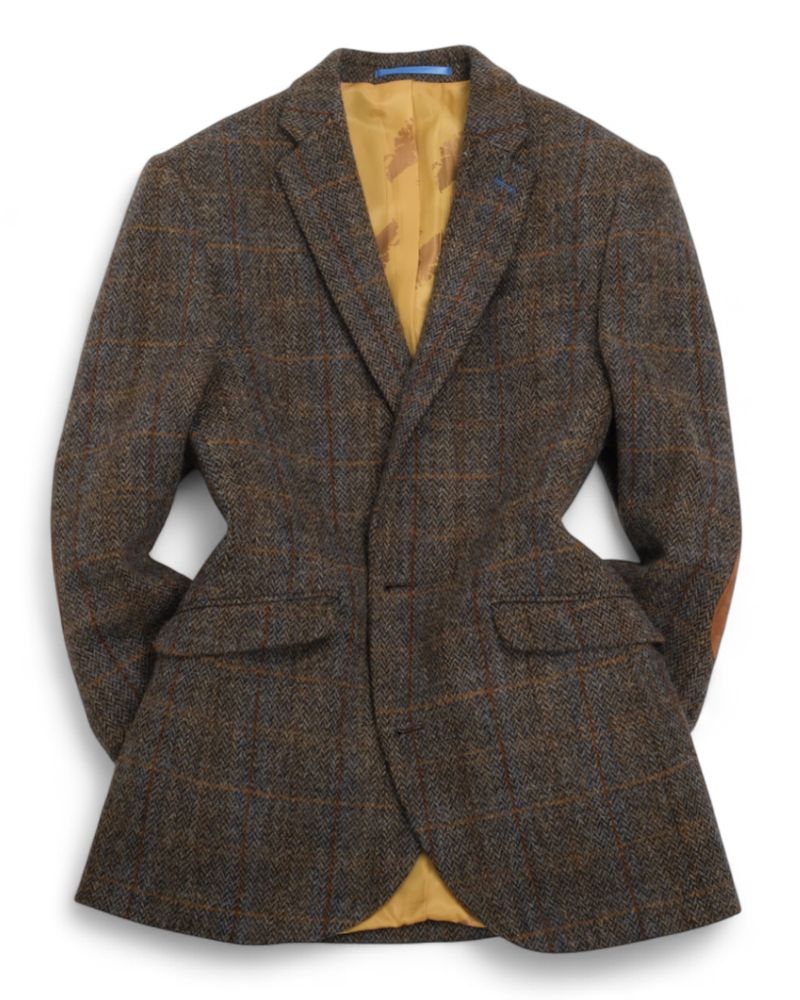 Brown Checked Herringbone Tweed Sports Jacket