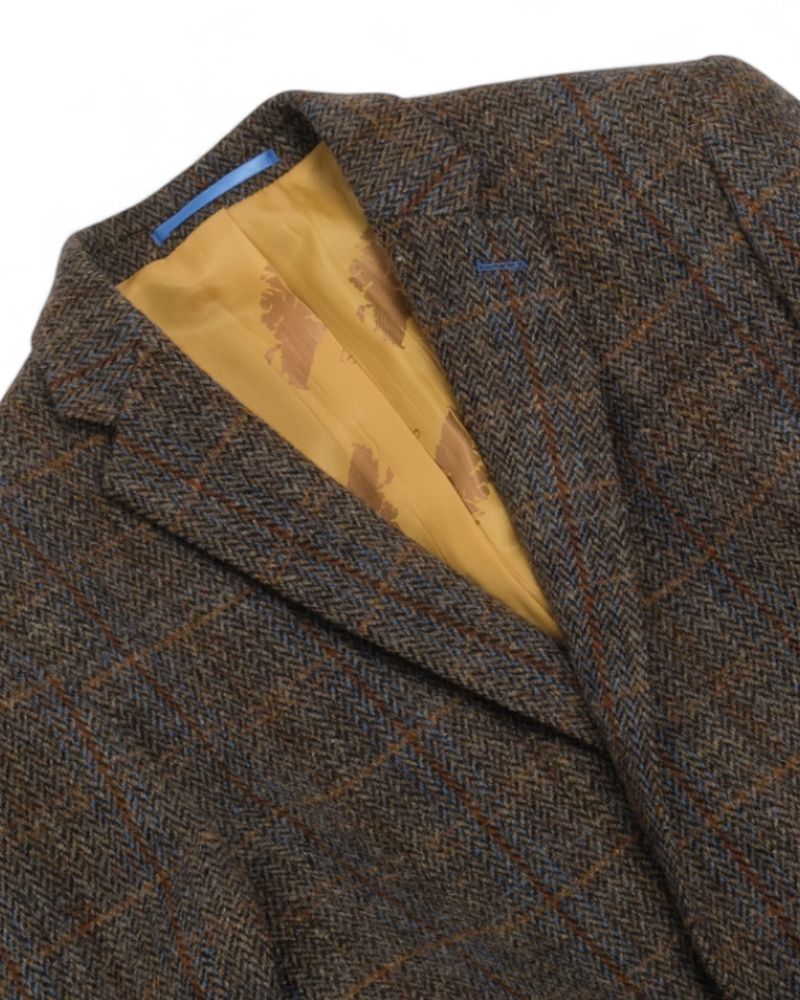 Brown Checked Herringbone Tweed Sports Jacket