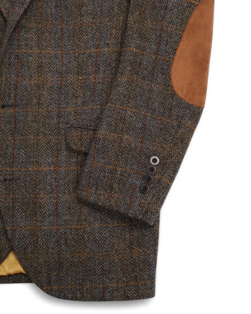 Brown Checked Herringbone Tweed Sports Jacket
