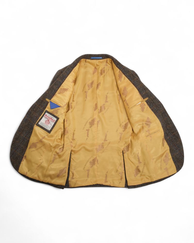 Brown Checked Herringbone Tweed Sports Jacket