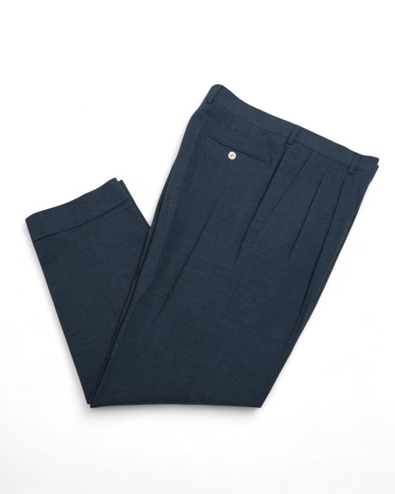Mid Blue High Rise Pleated Trousers