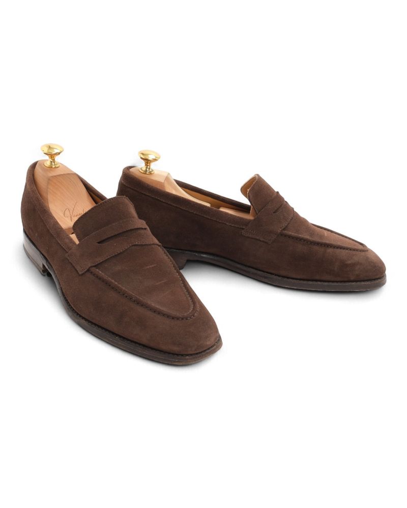 Brown Suede Penny Loafers