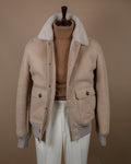 Almond Suede Shearling Flight Jacket
