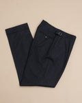 Anthracite Woollen Flanel High-Rise Pleated Trousers