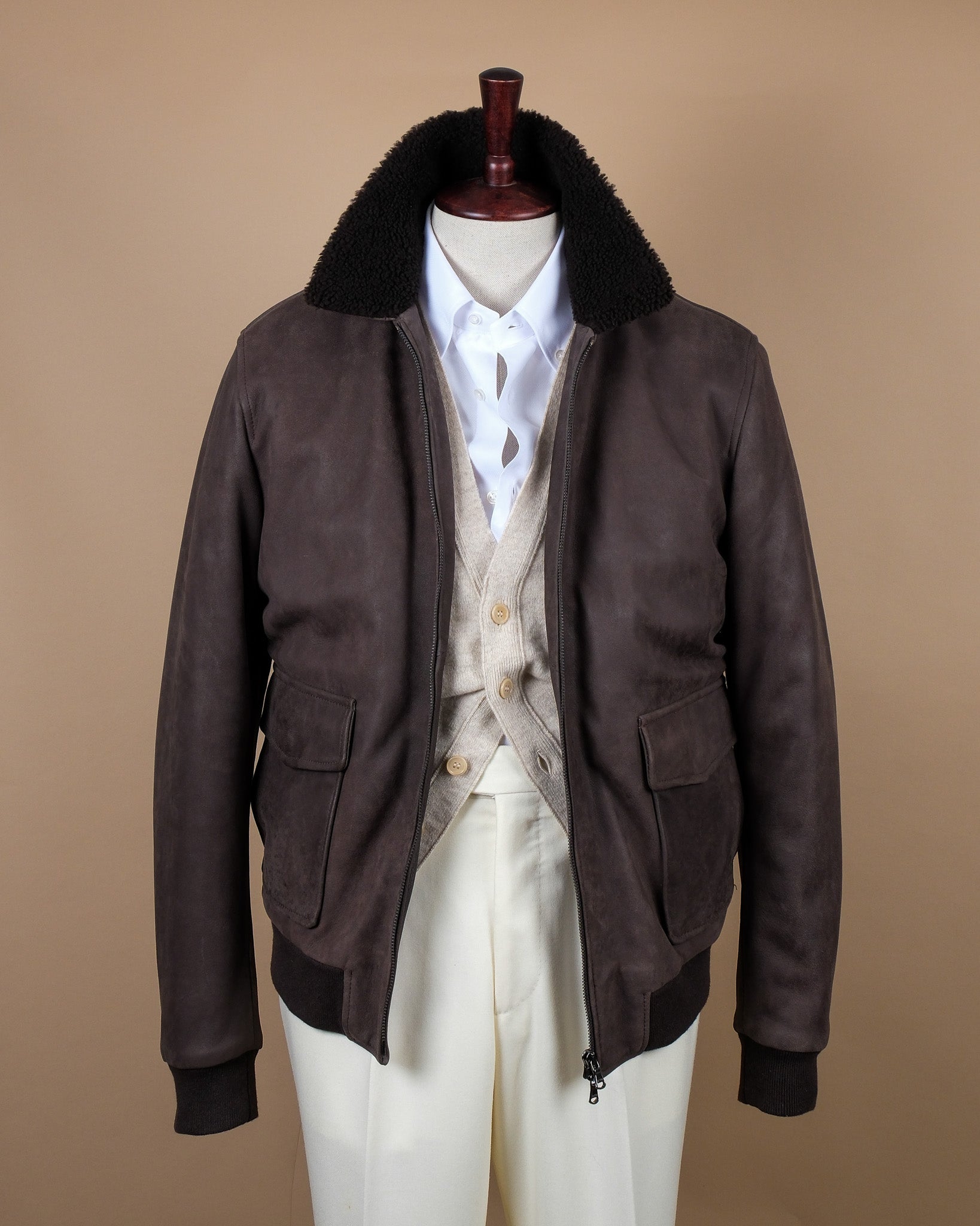 Asphalt Brown Sheepskin Flight Jacket