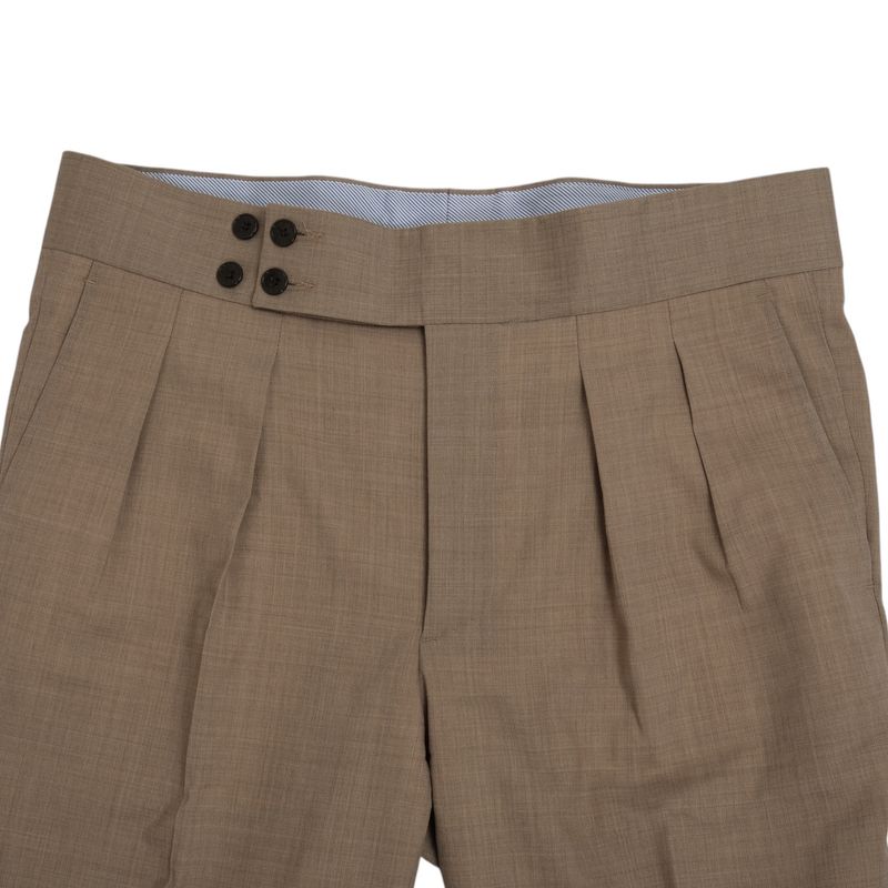Light Taupe High Rise Pleated Wool Trouser