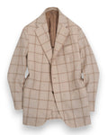 Beige/Pale Saffron Wool/Linen/Silk Windowpane Sports Jacket by De Petrillo