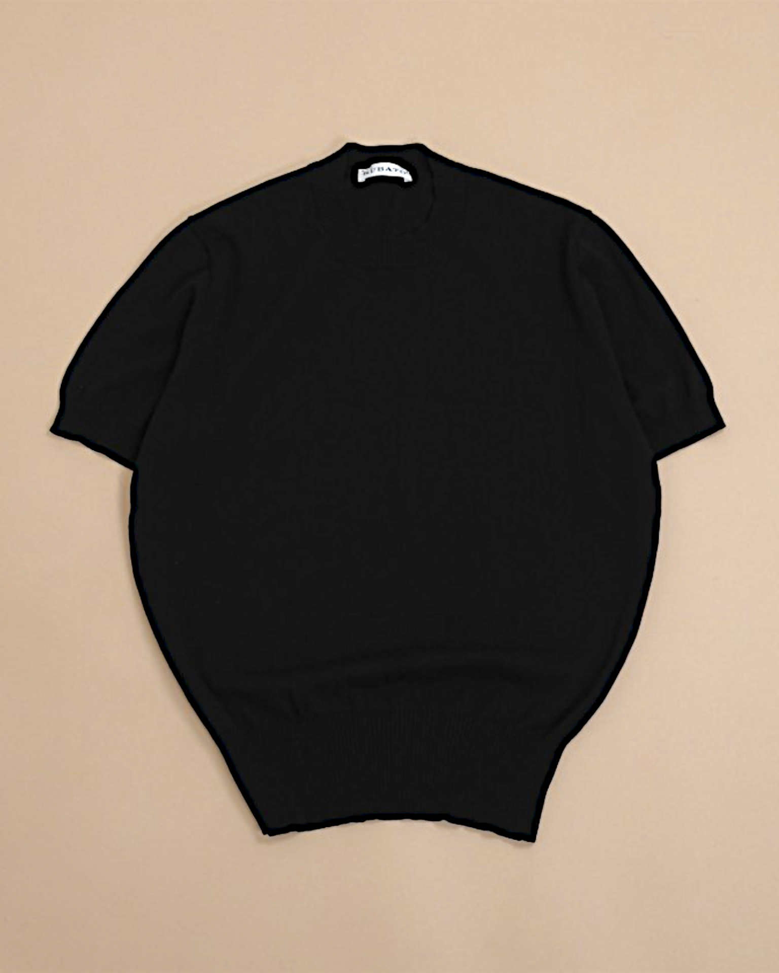 Black Cotton Short-Sleeve Crewneck