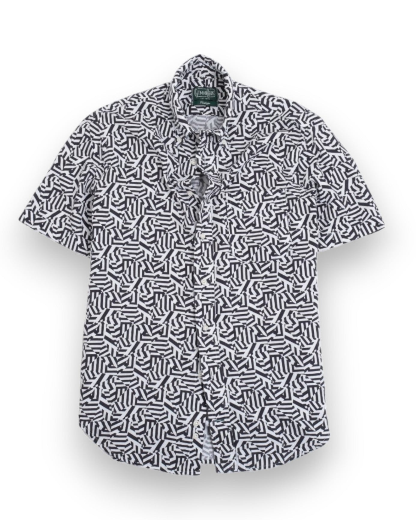 Black/White Patterned Short-Sleeve BD. Shirt  by Gitman Bros