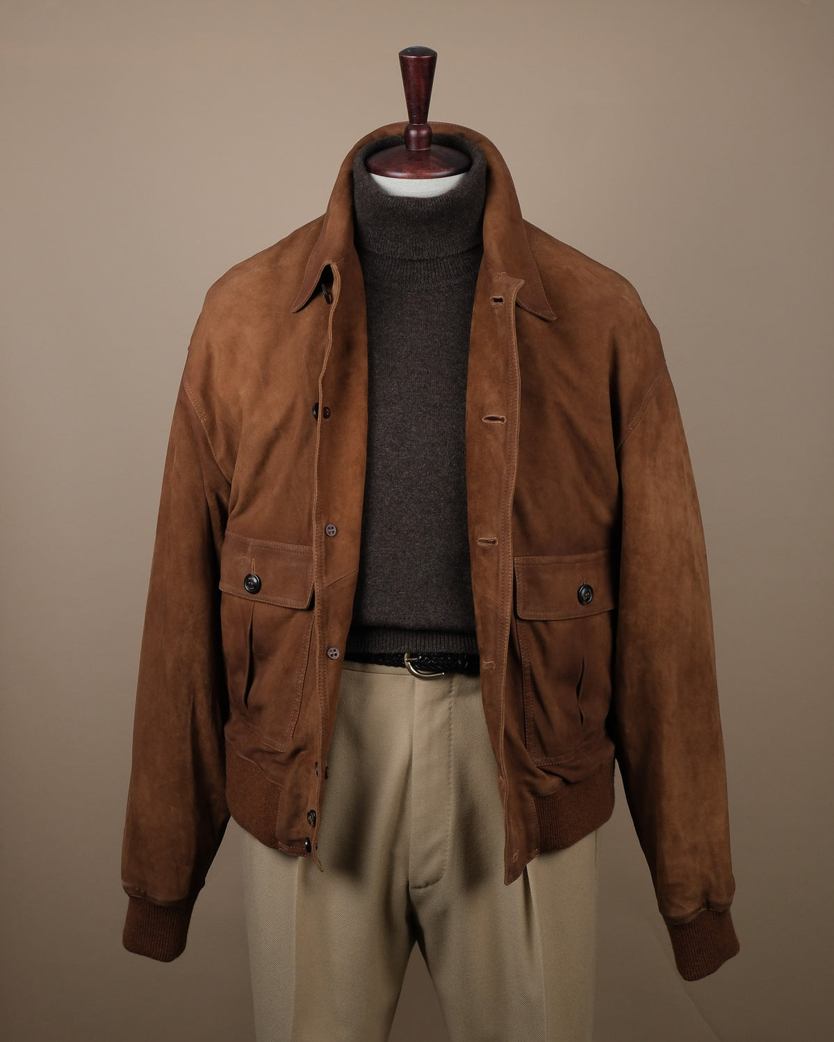 Brown Goat Suede Flight Jacket