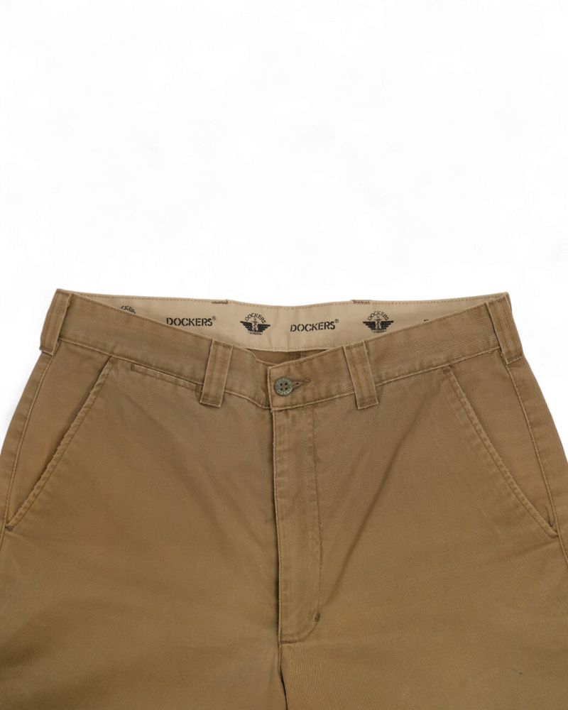 Faded Army Green High-Rise Cotton Trousers