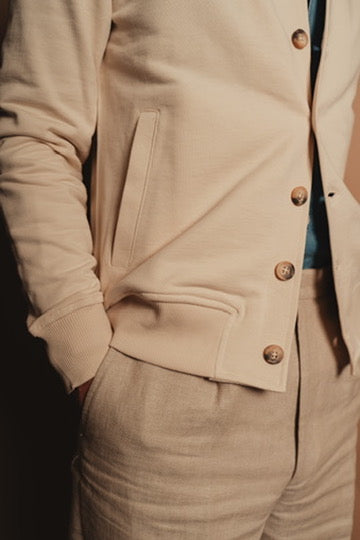 Beige Cotton Blouson Jacket