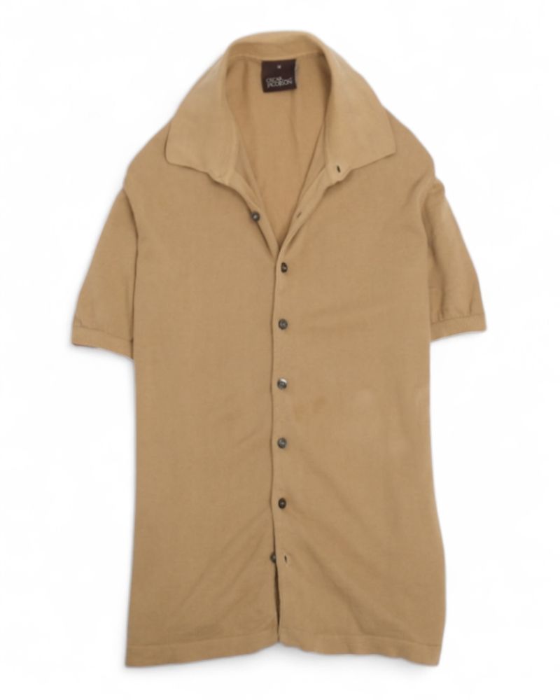 Beige Knitted Short Sleeve Shirt