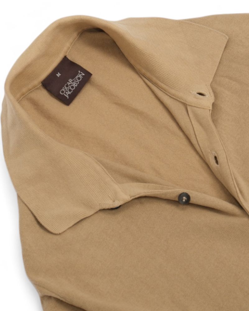 Beige Knitted Short Sleeve Shirt