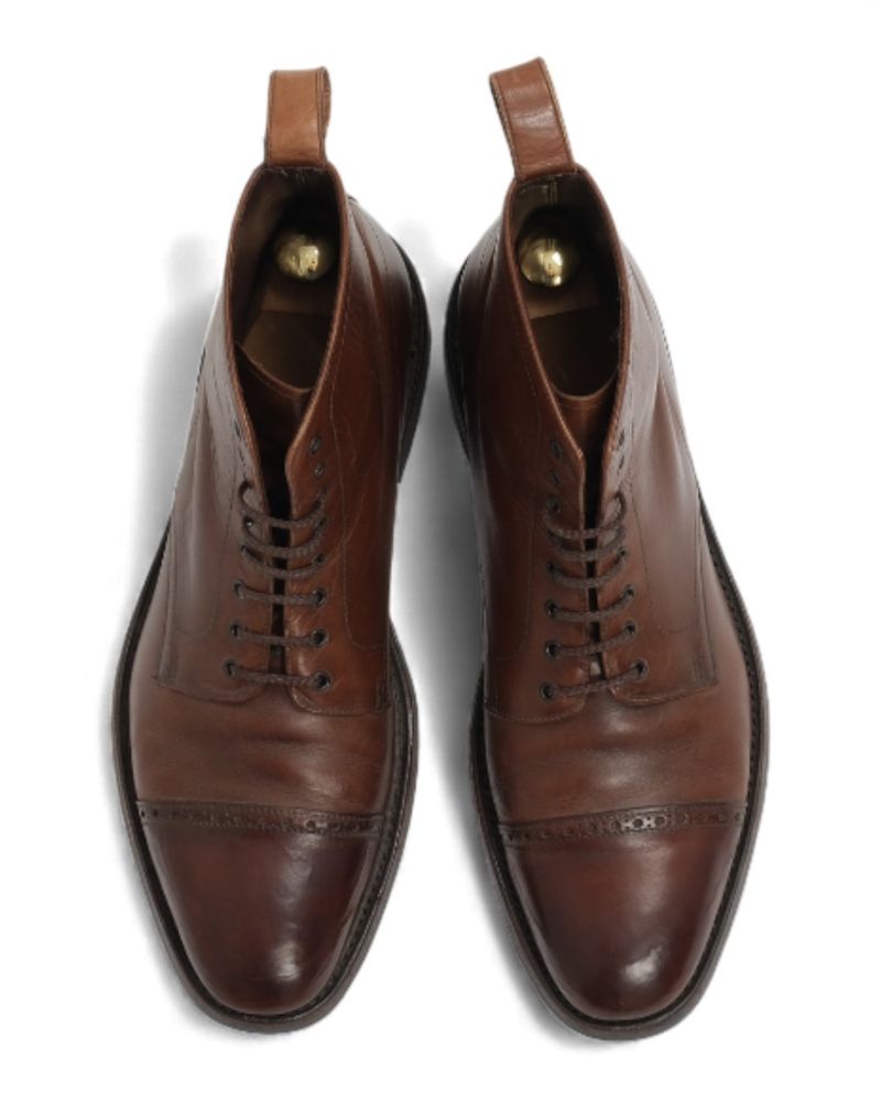 Brown Lace-up Leather Derby Boots