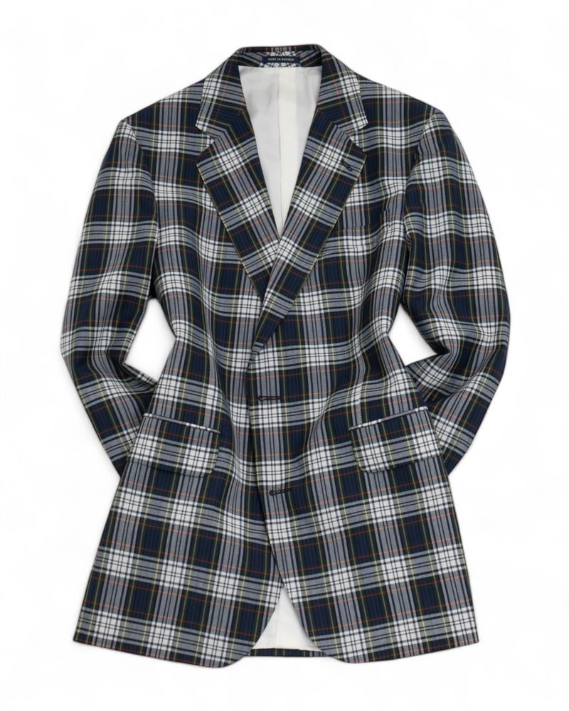 Navy Checked Sports Jacket, Made in Sweden