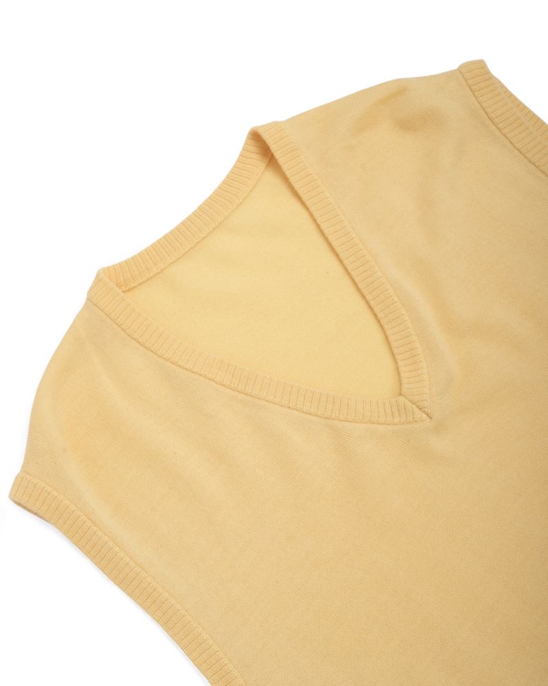 Pale Yellow Knitted Slipover Vest