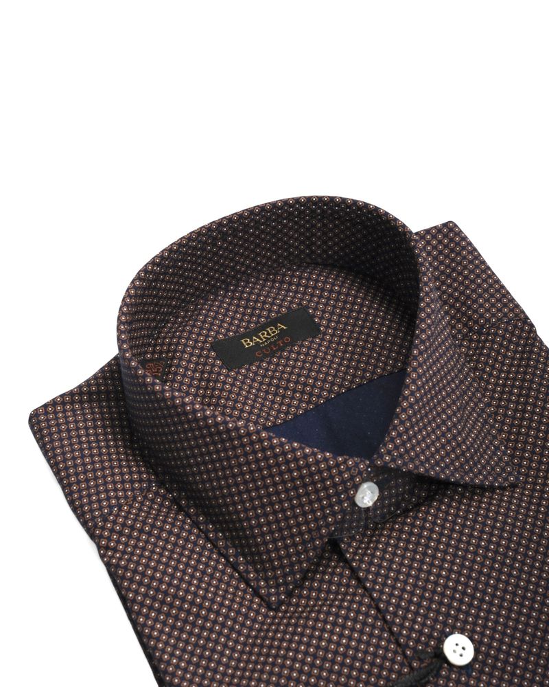 Navy Square Print Poplin Shirt