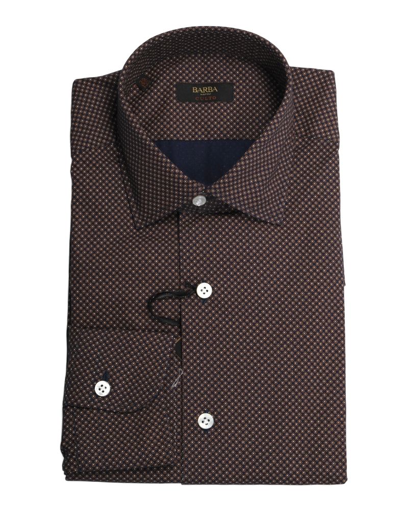 Navy Square Print Poplin Shirt