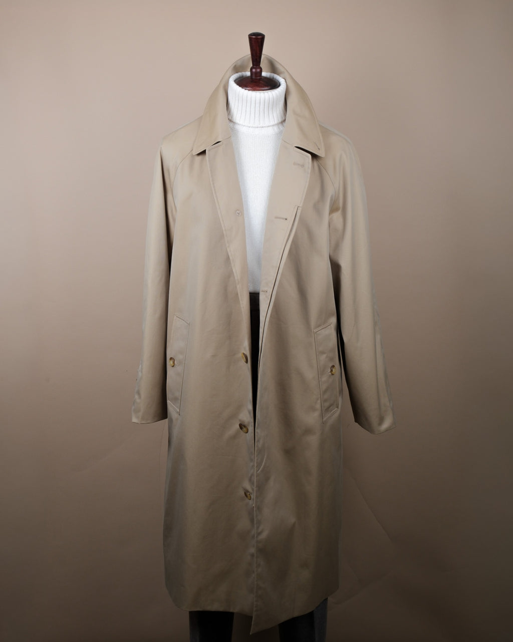 Beige Cotton Gabardine Raglan Raincoat