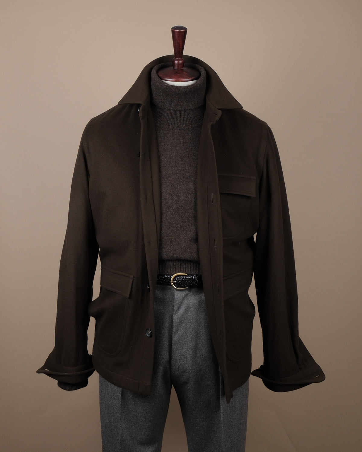 Chocolate Brown Virgin Wool/Cashmere Overshirt