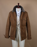 Coffe Suede Combed Shearling Jacket