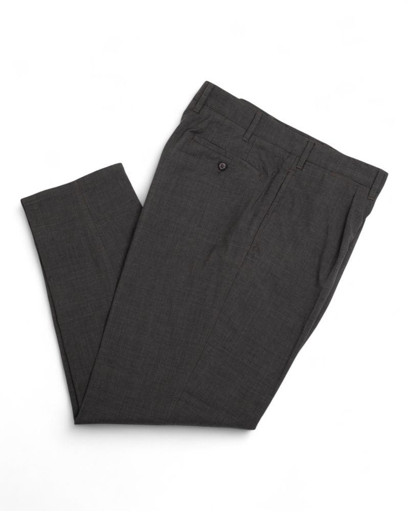 Charcoal Pleated High-Rise Trousers