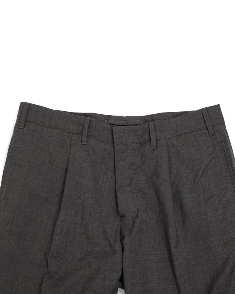 Charcoal Pleated High-Rise Trousers