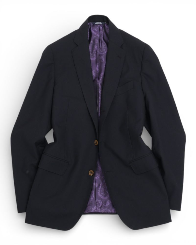 Navy Worsted Wool Sports Jacket