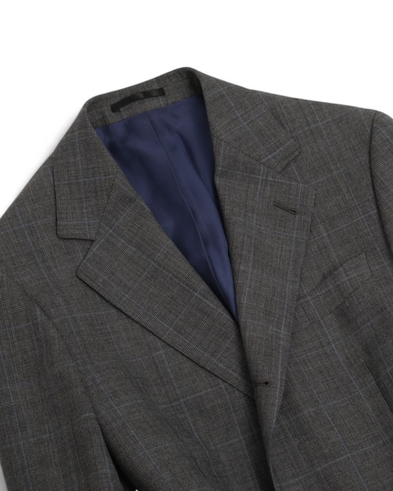 Grey Prince of Wales Wool Blazer