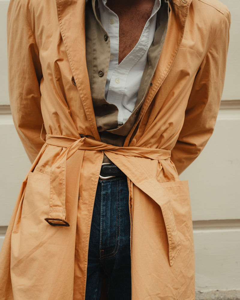 Honey Beige Belted Cotton Coat