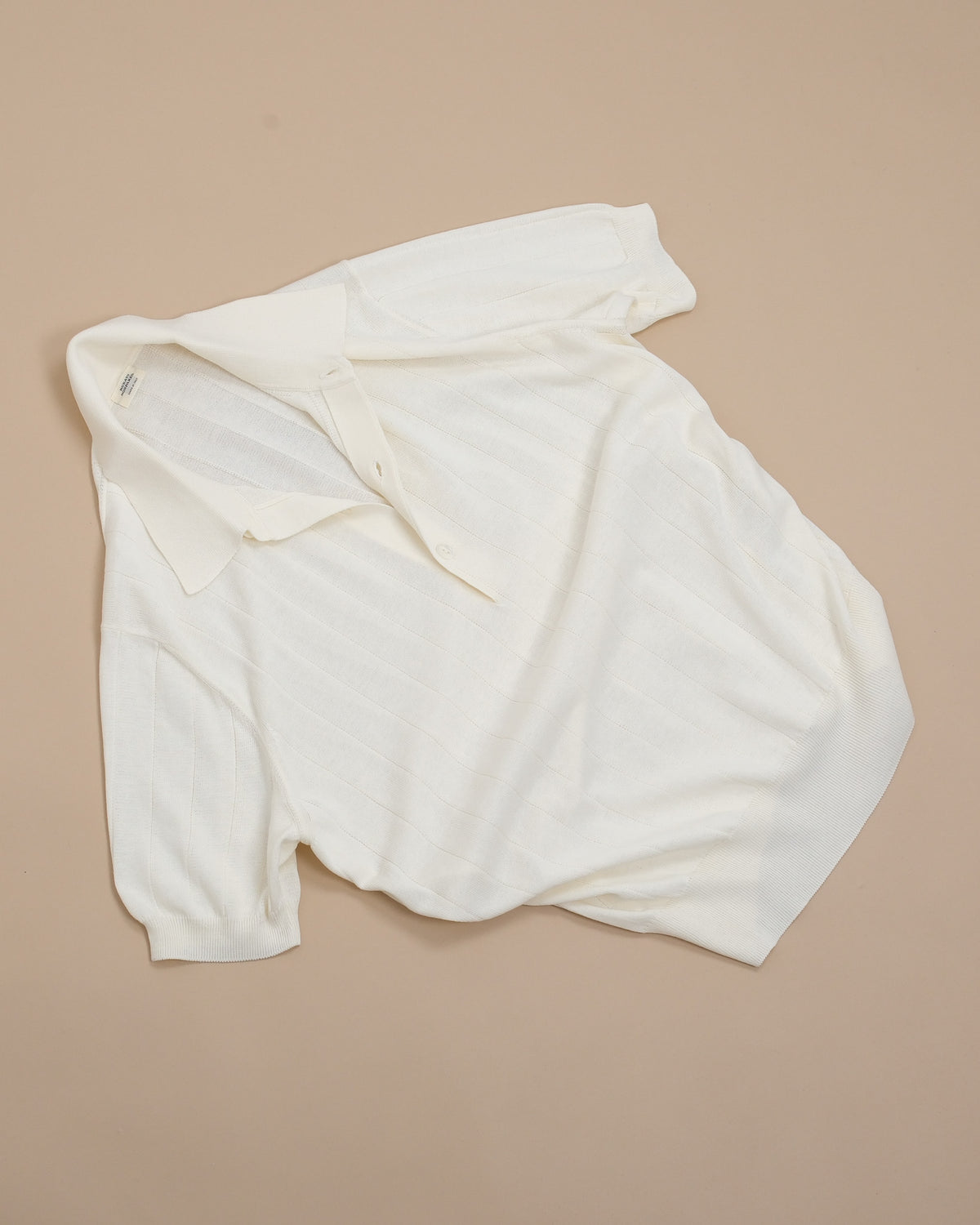 Cream Nonpareil "Collo Americano" Short-Sleeve Polo