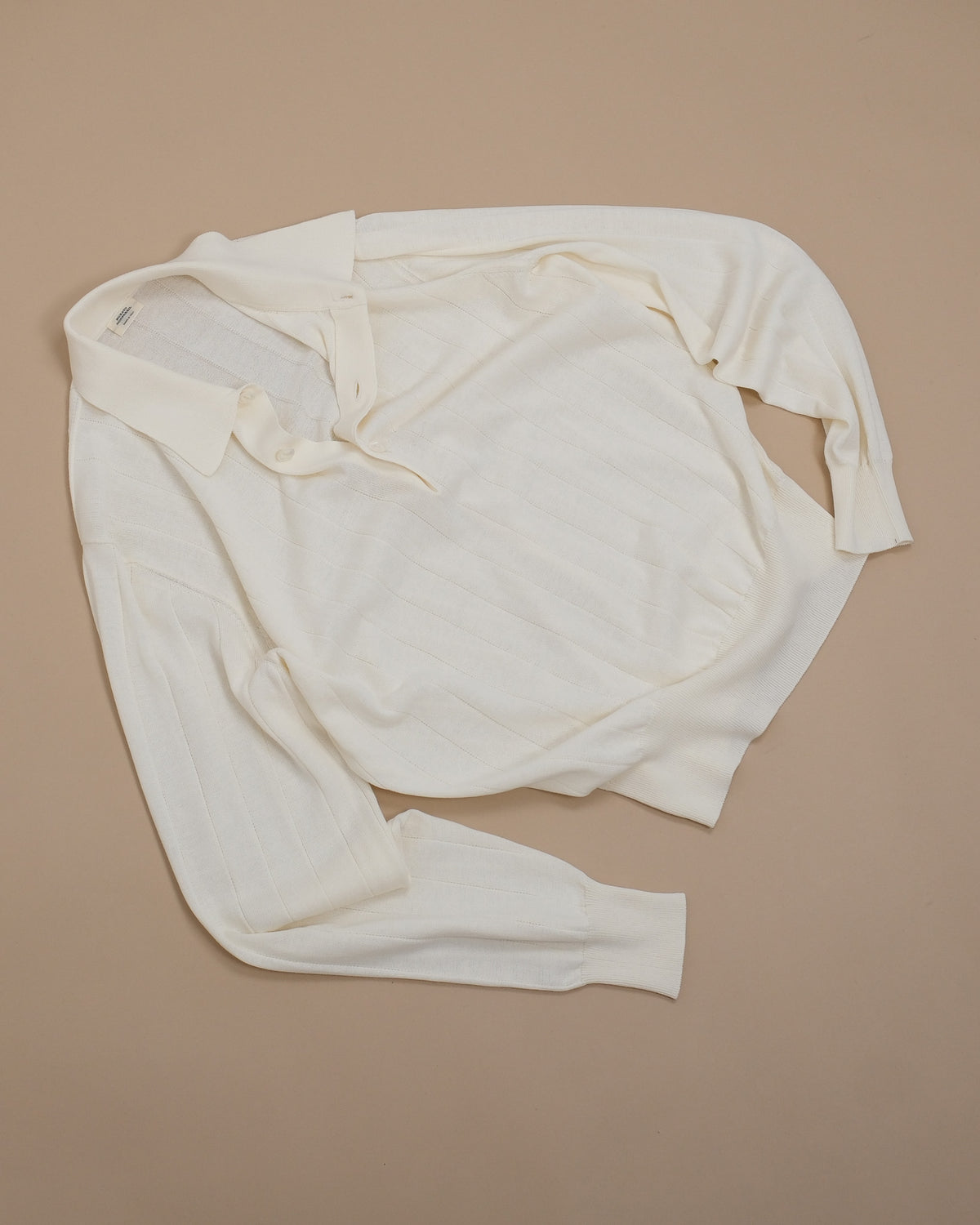 Cream Nonpareil Collo Americano Long-Sleeve Polo