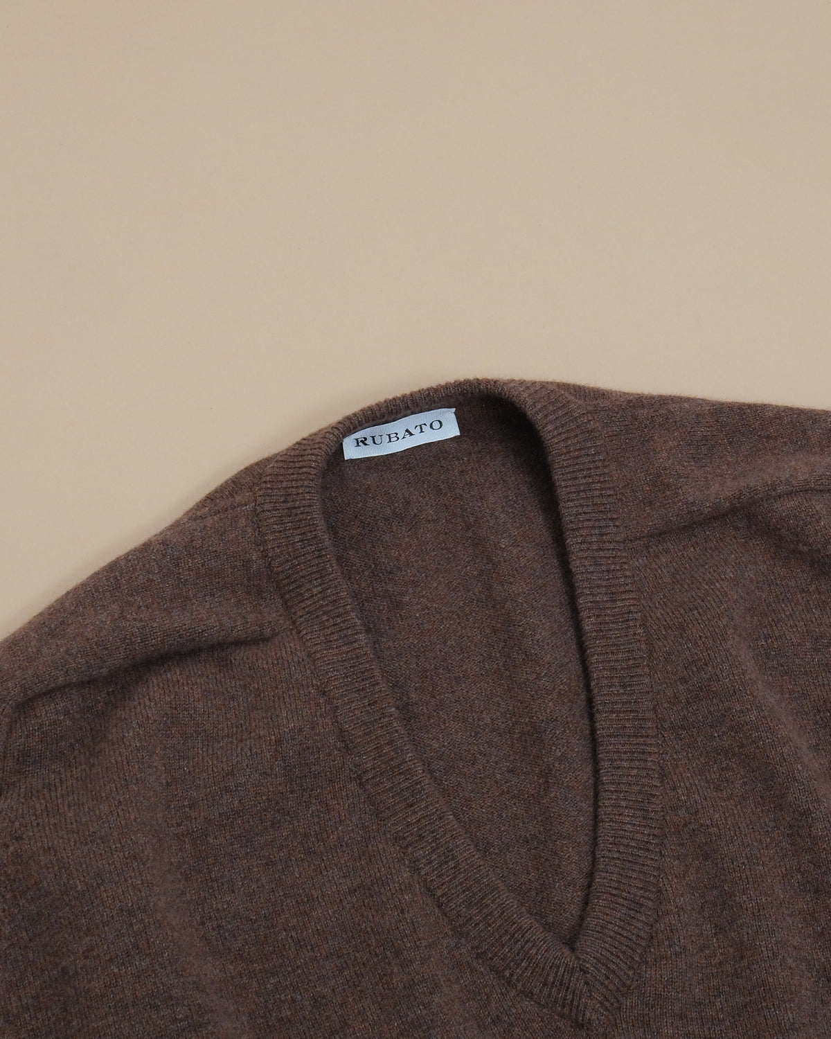 Tobacco Lambswool Standard V-Neck