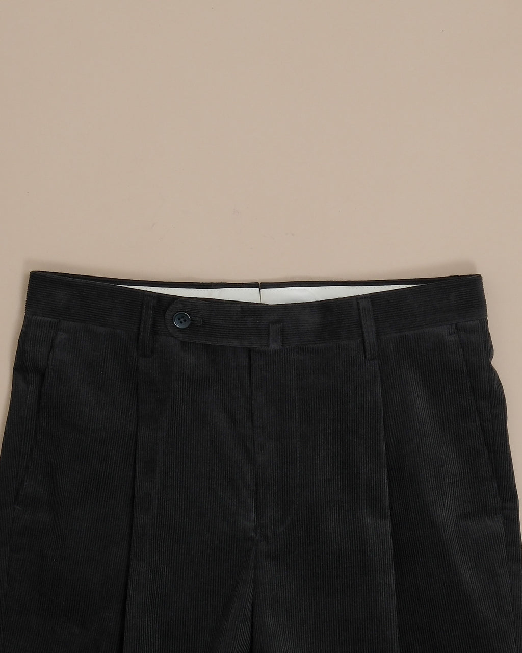 Black Cord Pleated Trousers
