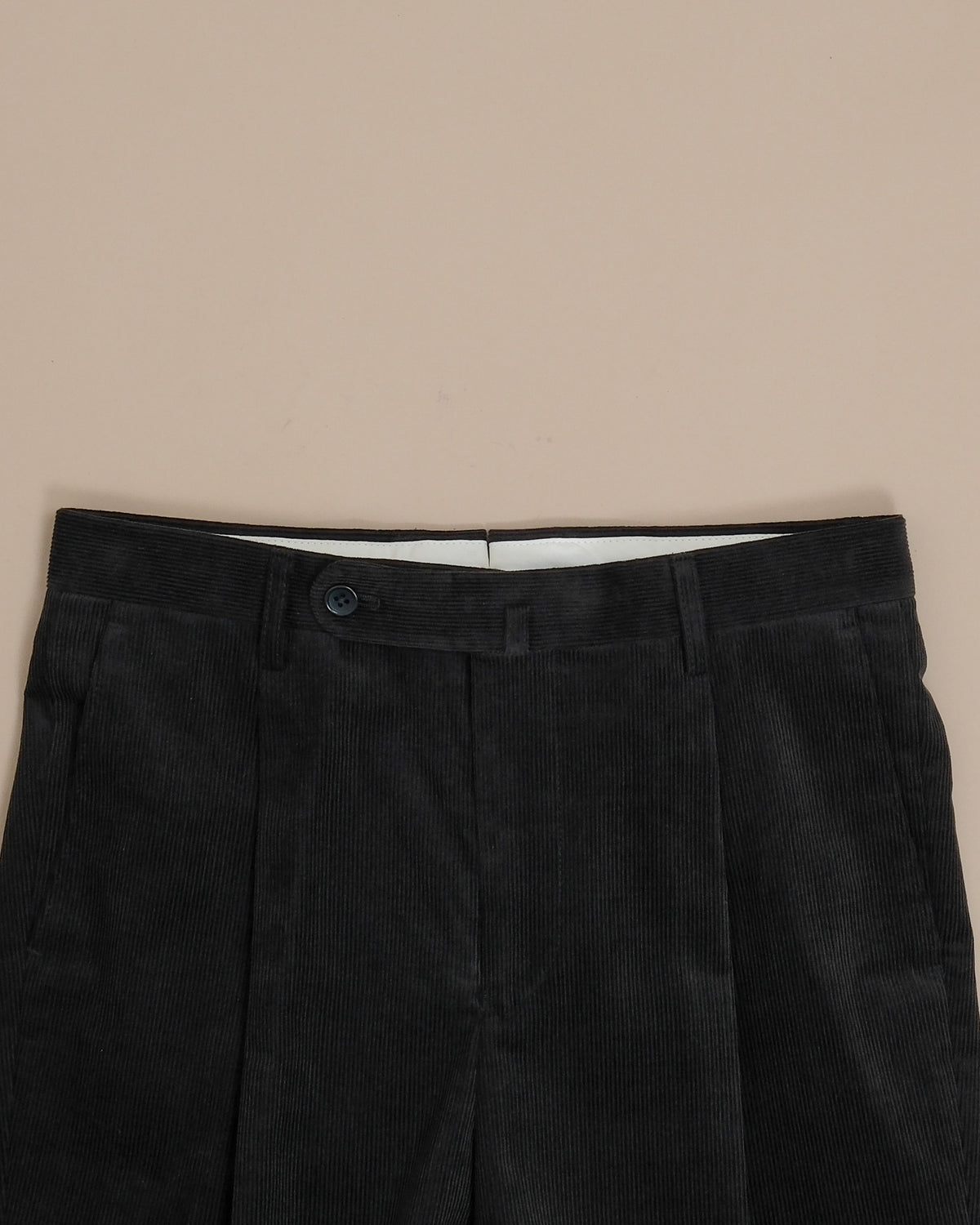 Black Cord Pleated Trousers
