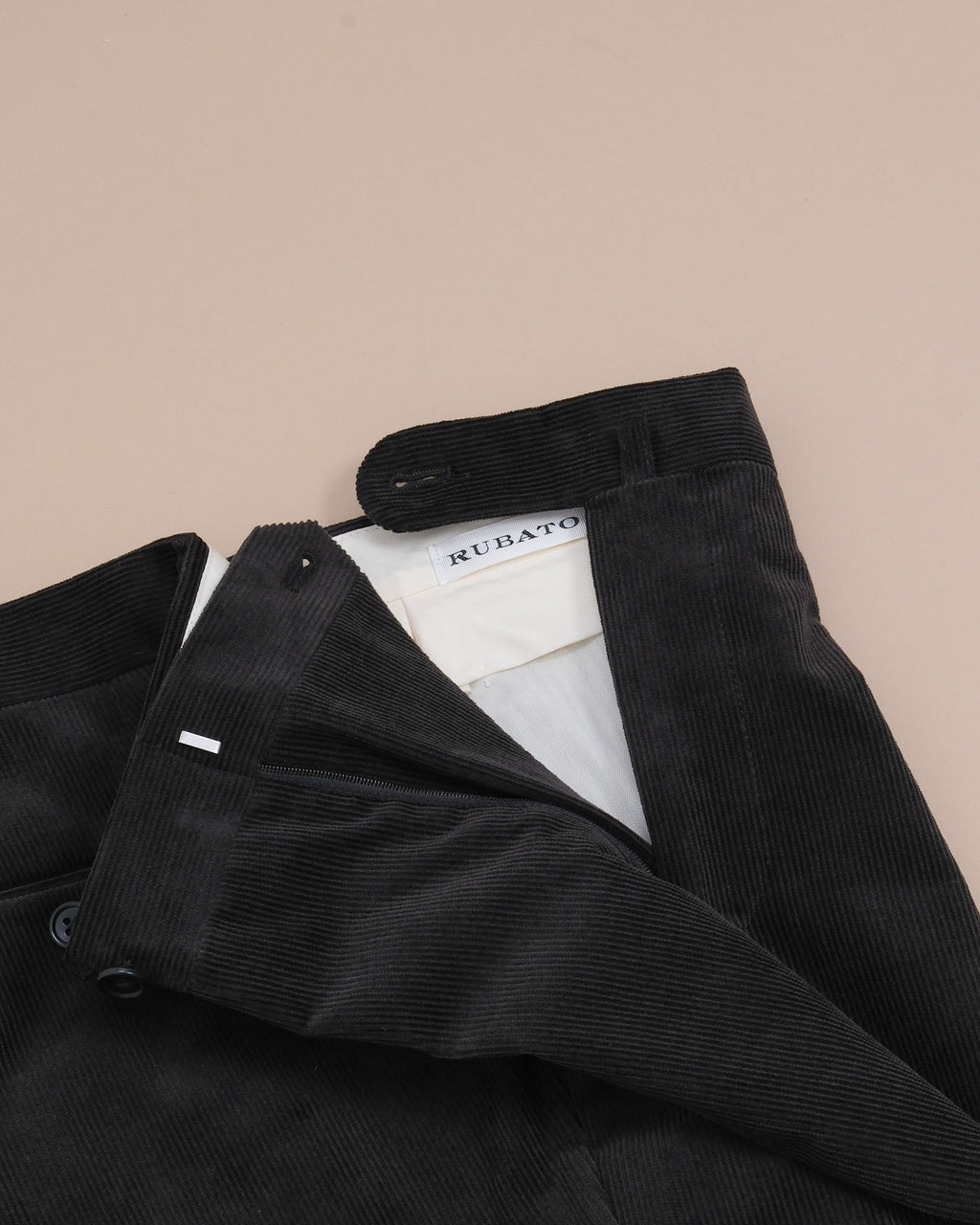 Black Cord Pleated Trousers